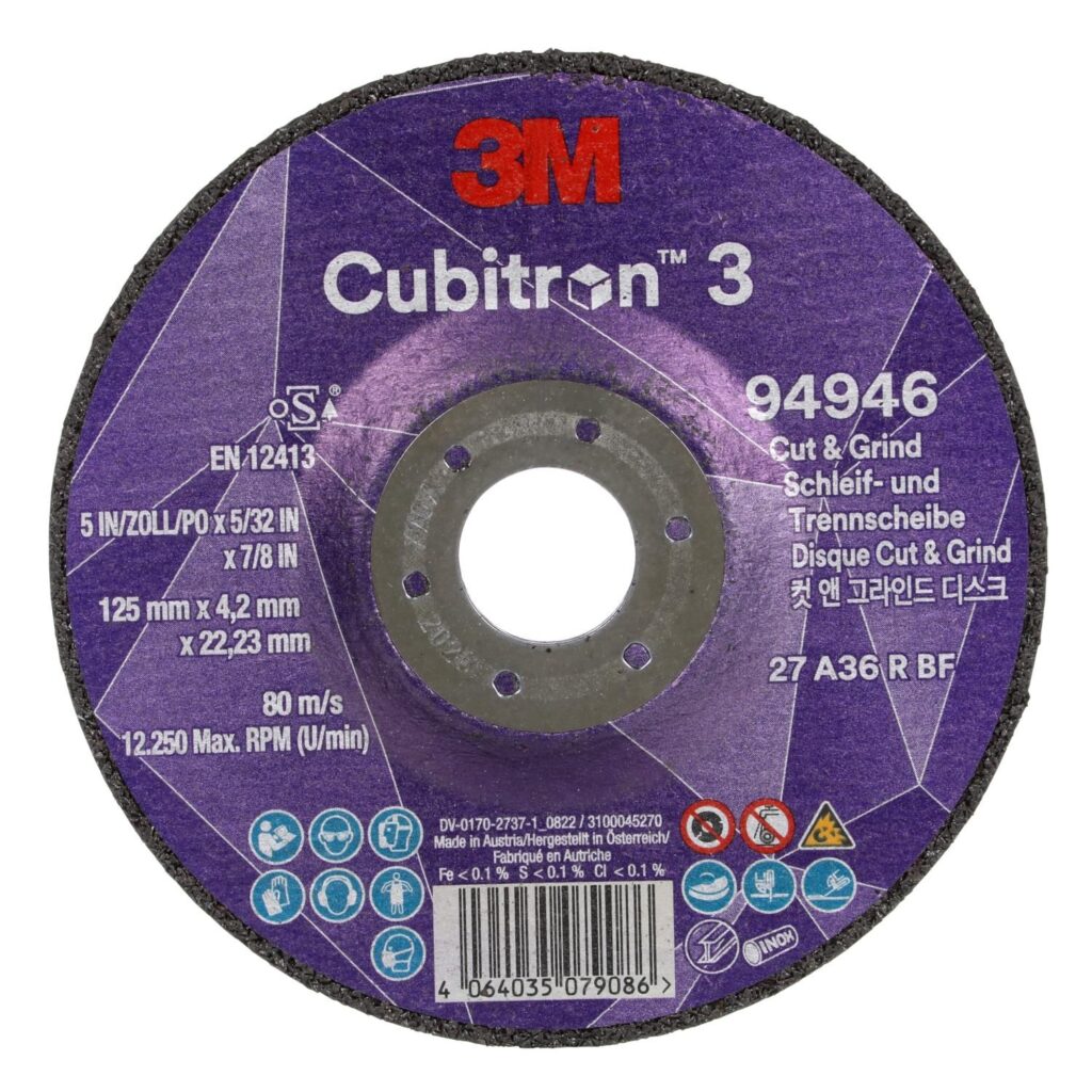 3M Cubitron 3 Combischijven T27 Cut & Grind – 125 x 4,2 x 22,2 mm