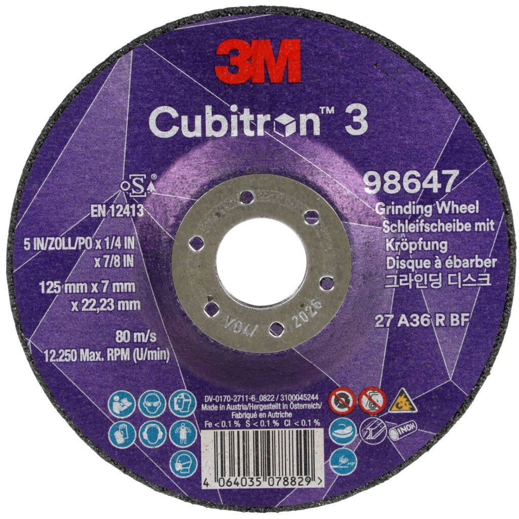 3M Cubitron 3 Afbraamschijven T27 – 125 x 7,0 x 22,2 mm